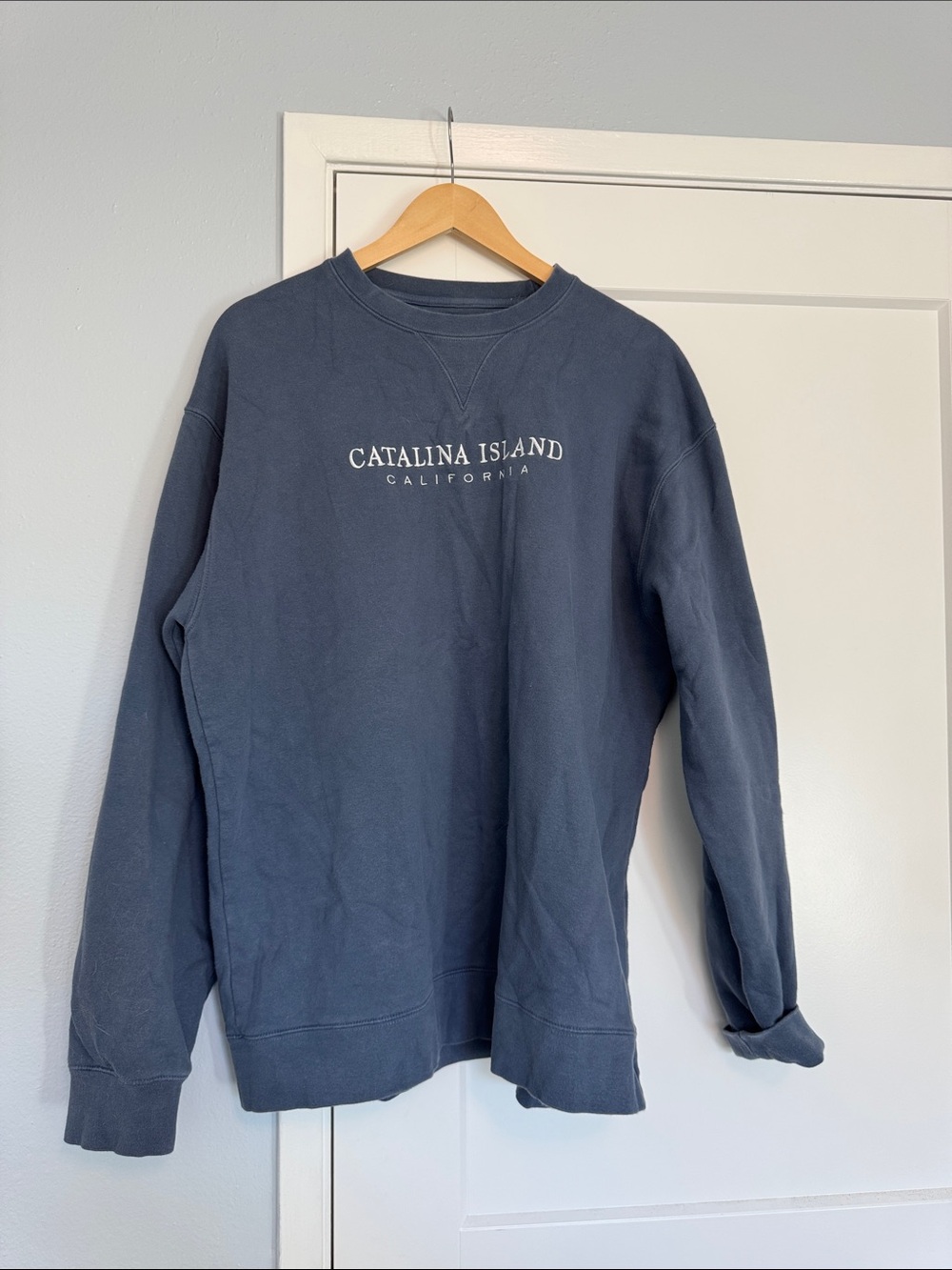 Catalina Navy Crewneck Sweatshirt with White Text